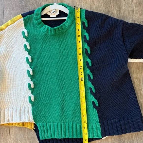 MONSE COLORBLOCK PATCHWORK WOOL SWEATER - XL - Picture 9 of 11